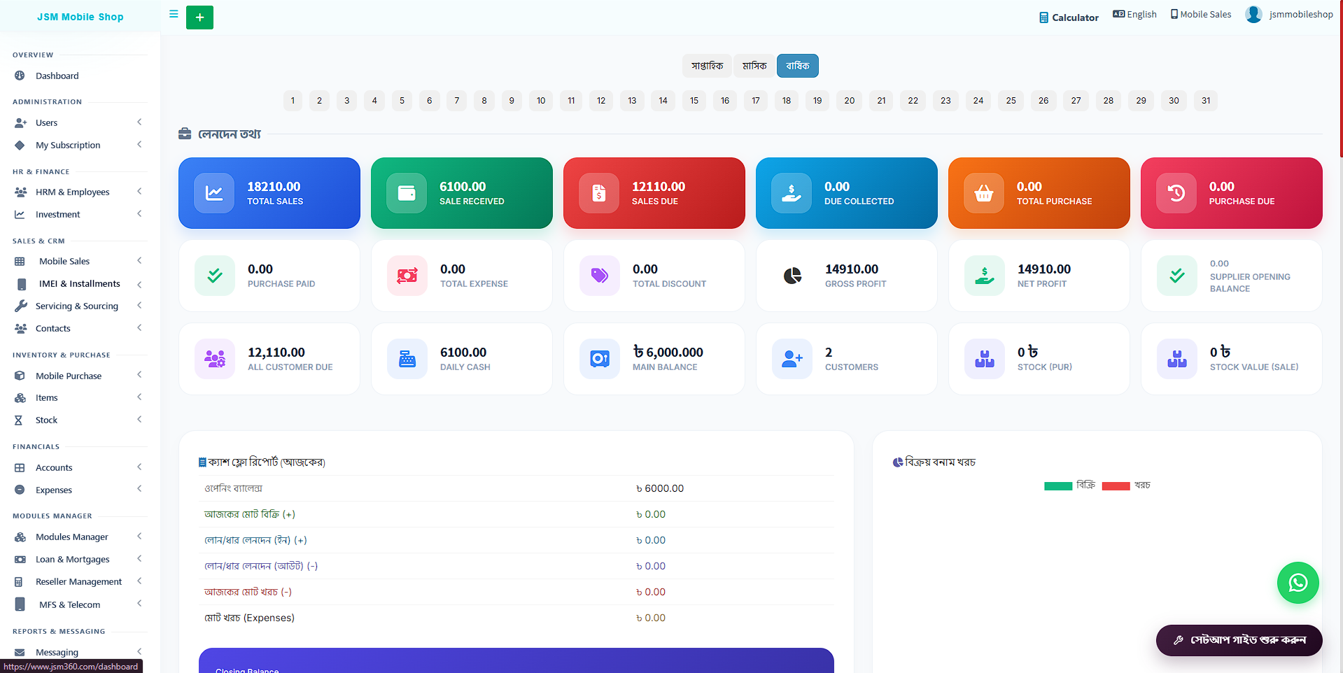 JSM Dashboard Mockup